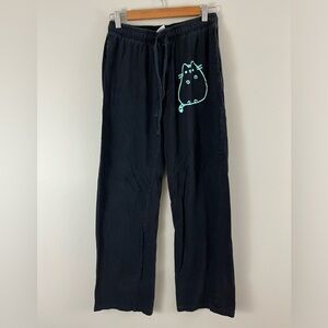 Pusheen Sweatpants Lounge Pjs Pants Women's Small Black Comfy Cat Logo So Lazy